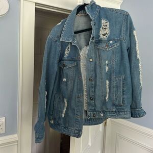 Distressed Ripped Jean Jacket